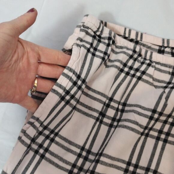Victoria's Secret Pink Black Plaid High Rise Wide Leg Pajama Pants XL - Picture 4 of 13
